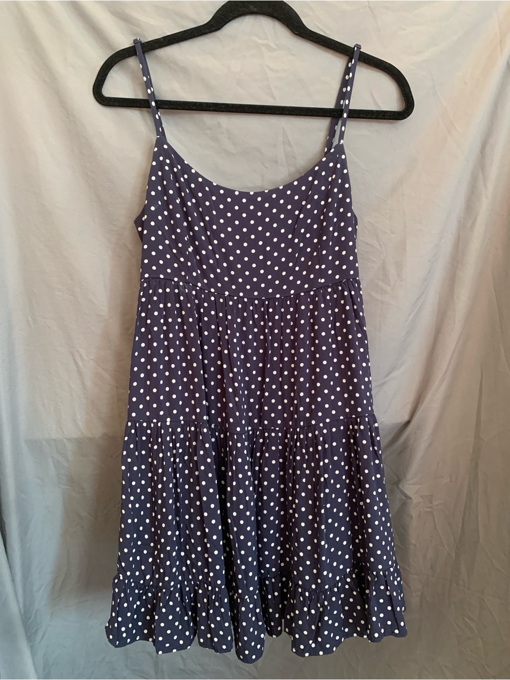 Brandy Melville Navy Polka Dot Sundress - Casual Tiered Spaghetti Strap